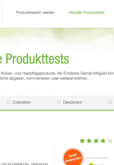 Garnier Produkttester werden: So gehts!